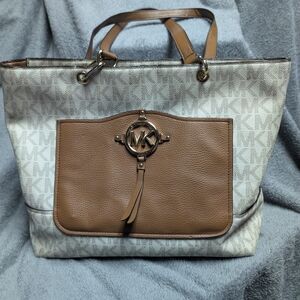 Michael Kors Brown and Cream Tote Bag